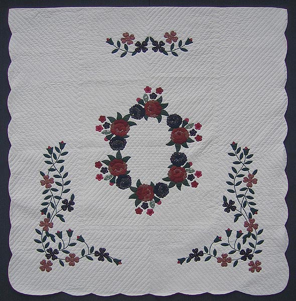 Flower Bouquet Applique Amish Quilt 103x112