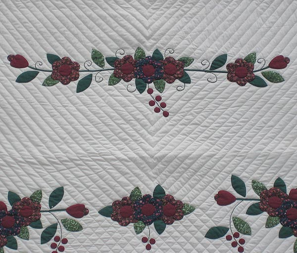 Peacock Applique Amish Quilt 101x114