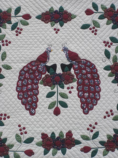 Peacock Applique Amish Quilt 101x114