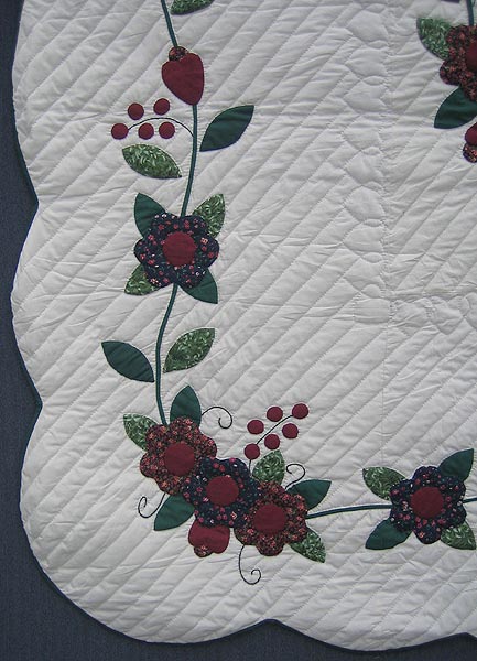 Peacock Applique Amish Quilt 101x114