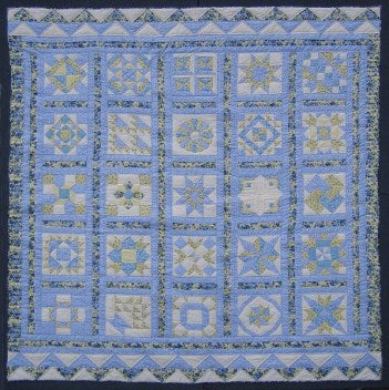 Blue Yellow Sampler Patchwork Amish Quilt