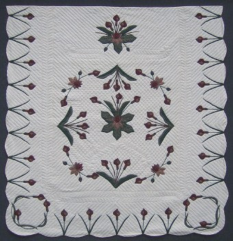 Water Lily Applique Amish Quilt 100x113