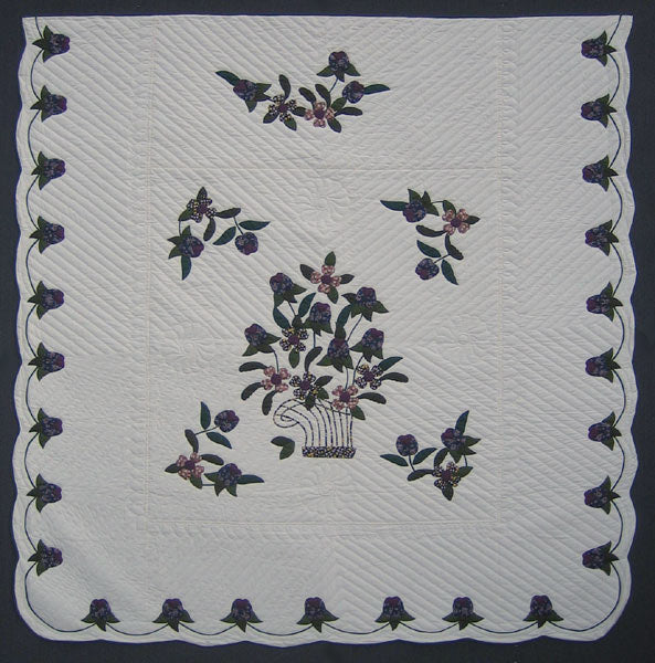 Victorian Basket Flowers Amish Quilt 103x111