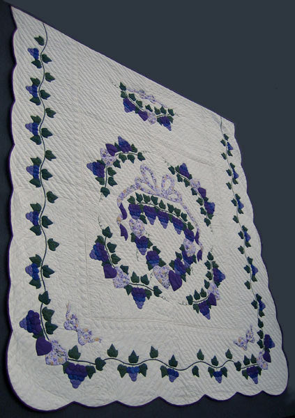 Basket Grapes Applique Amish Quilt 101x109