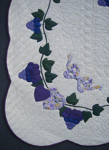 Basket Grapes Applique Amish Quilt 101x109