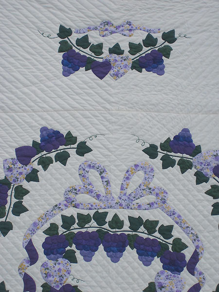 Basket Grapes Applique Amish Quilt 101x109