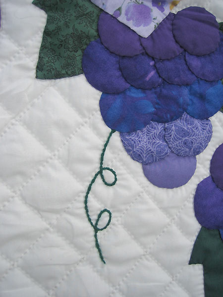 Basket Grapes Applique Amish Quilt 101x109