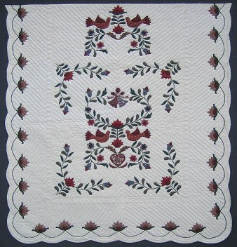 Bird Garden Applique Amish Quilt 100x112