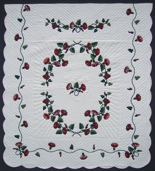Morning Glory Applique Amish Quilt 97x112