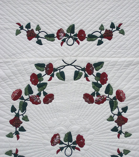 Morning Glory Applique Amish Quilt 97x112