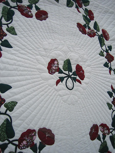 Morning Glory Applique Amish Quilt 97x112