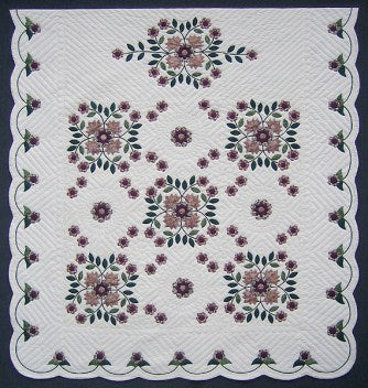 Windy Rose Applique Amish Quilt 101x112