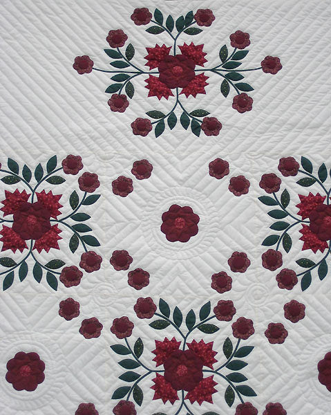 Windblown Rose Applique Amish Quilt 101x112