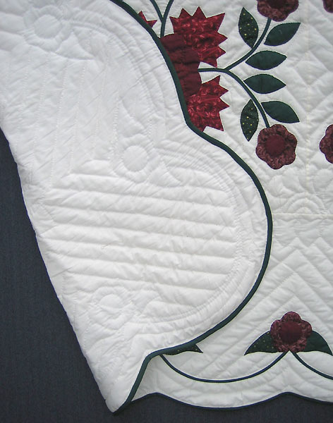 Windblown Rose Applique Amish Quilt 101x112