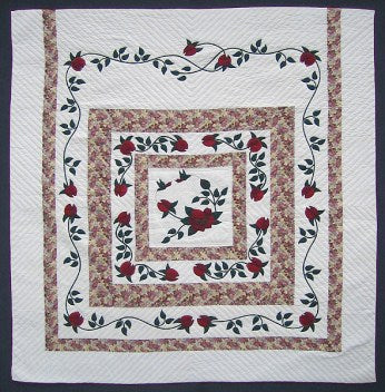 Hummingbirds Garden Applique Amish Quilt 104x112