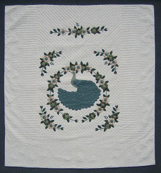 Peacock Applique Amish Quilt 103x112