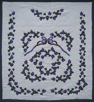 Country Grapes Applique Amish Quilt 96X106