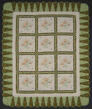 Flower Embroidered Amish Quilt 86x104