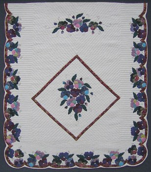 Pansy Bouquet Applique Amish Quilt 94x109