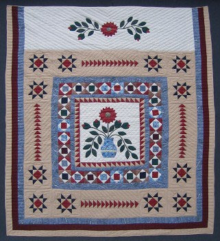 Flower Vase Patchwork Applique Amish Quilt 98x109