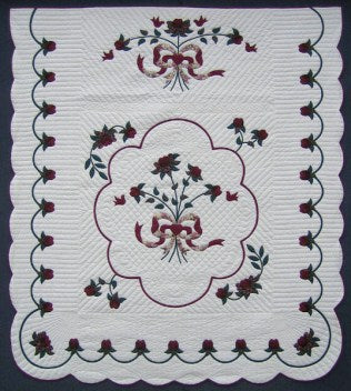 Lancaster Flower Applique Amish Quilt 96x110