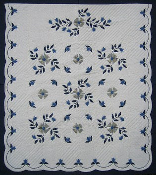 Windblown Tulip Applique Amish Quilt 98x112