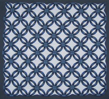 Double Wedding Ring Amish Quilt Blue 100x111