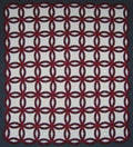 Red Double Wedding Ring Amish Quilt 100x115
