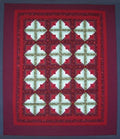 Log Cabin Patchwork Amish Quilt Red Green 100x114