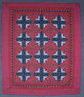 Log Cabin Amish Quilt Burgundy Blue 102x116