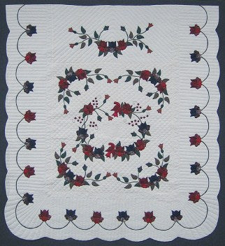 Roses Birds Applique Amish Quilt 102x113