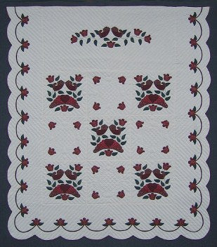 Country Bride Applique Amish Quilt Red 100x114