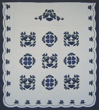 Country Bride Applique Amish Quilt Blue 99x112