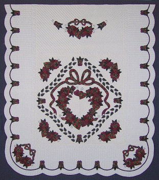Christmas Rose Applique Amish Quilt 100x115