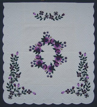 Roses Blossoms Applique Amish Quilt 99x111