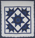 Rising Star Amish Quilt Blue 103x112