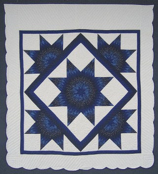 Rising Star Amish Quilt Blue 103x112