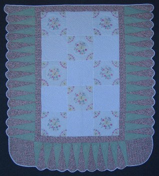 Flower Butterfly Embroidered Amish Quilt 87x99