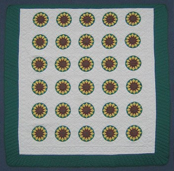 Sunflowers Patchwork Amish Quilt 103x102