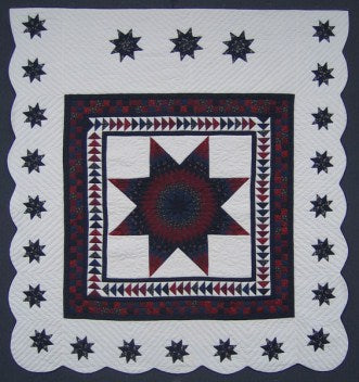 Scrappy Lone Star Patchwork Amish Quilt 104x111
