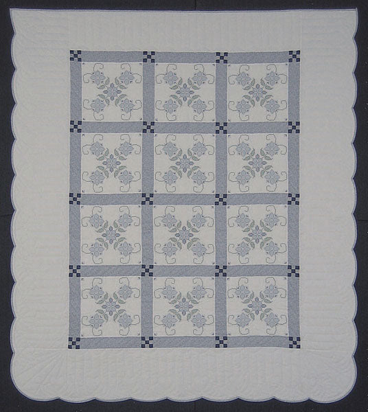Embroidered Flowers Patchwork Amish Quilt 88x102