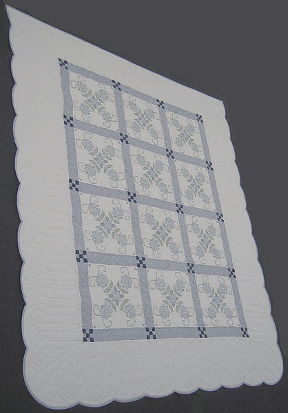 Embroidered Flowers Patchwork Amish Quilt 88x102