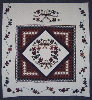 Ribbon Sweetheart Common Applique Amish Quilt 102x113