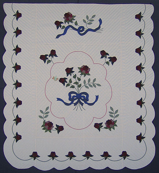 Lancaster Flower Applique Amish Quilt 102x112