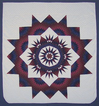 Broken Compass Star Patchwork Amish Quilt 104x112