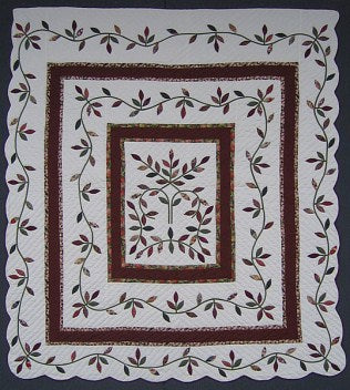 Framed Wild Flower Applique Amish Quilt 102x111