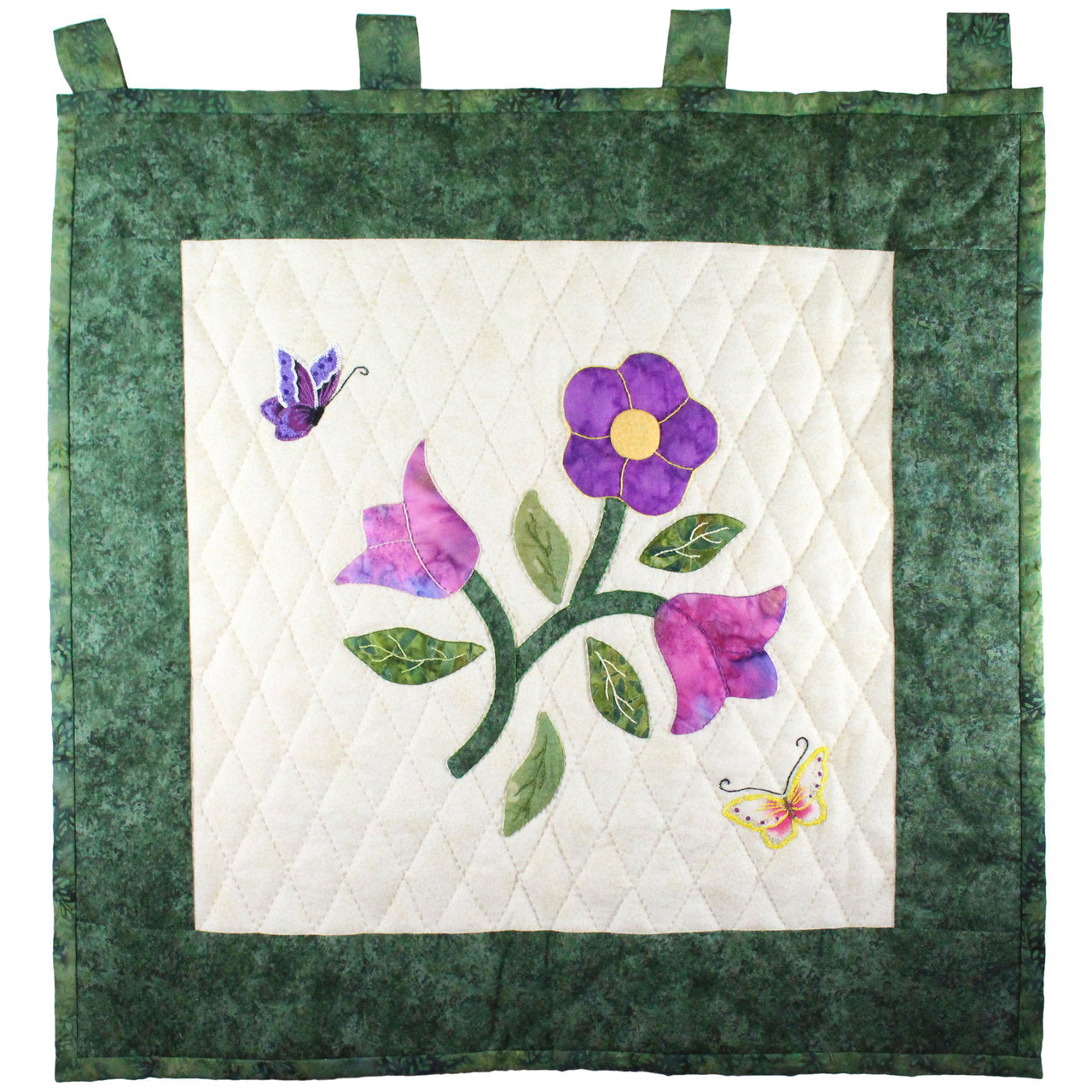 Spring Time Appliqué Flowers and Butterfly Amish Wall Hanging