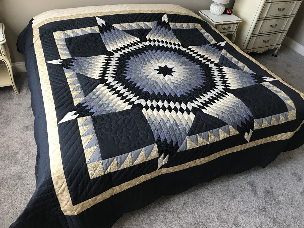 Lone Star Sawtooth Border Quilt Blue