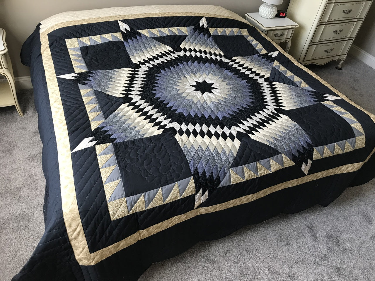 Lone Star Sawtooth Border Quilt Blue