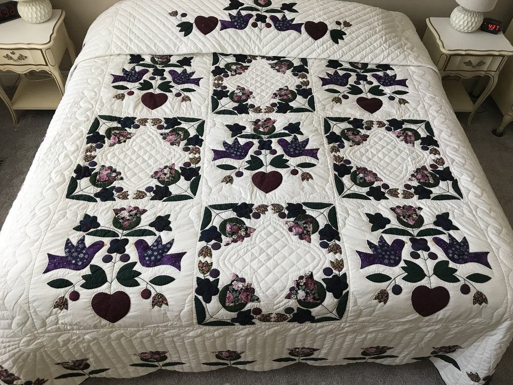 Songbirds in Garden Floral Applique